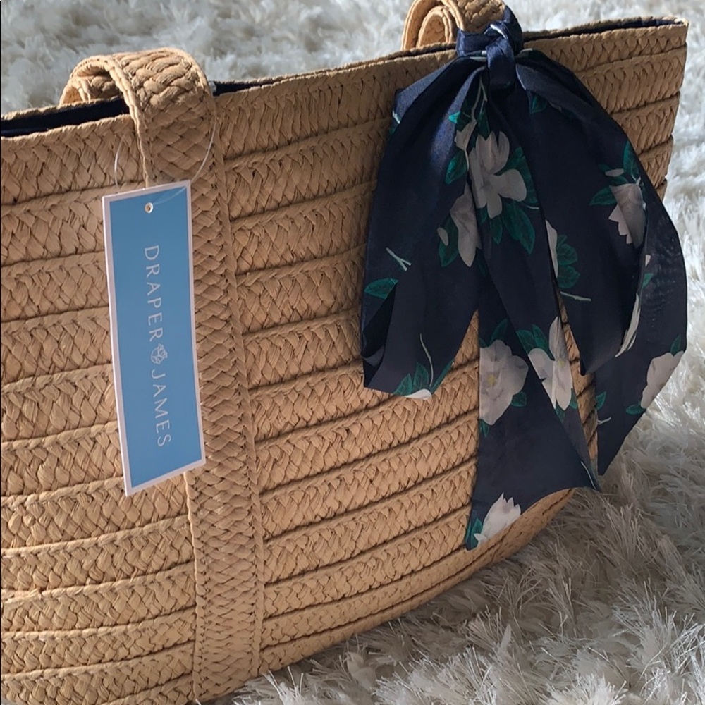 NWT Draper James Straw Bag (removable scarf) - Picture 3 of 6